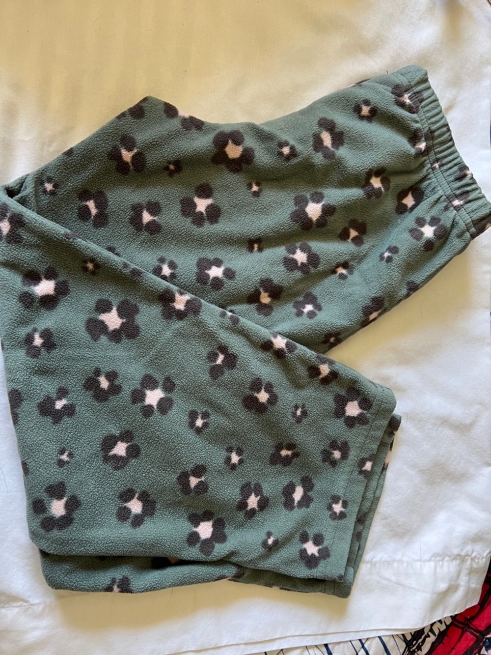 Carter's Green Fleece Pajama Bottoms with Pink and Black Floral Print